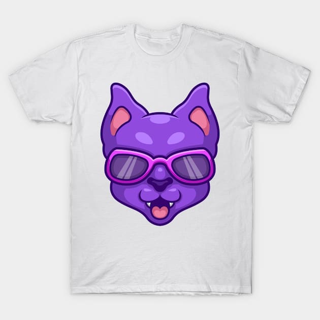 Purple Cat Cartoon T-Shirt by GumregaStd